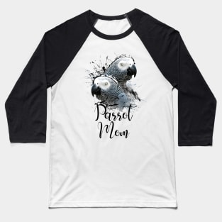 Color Splatter African Grey Parrot Mom White Baseball T-Shirt